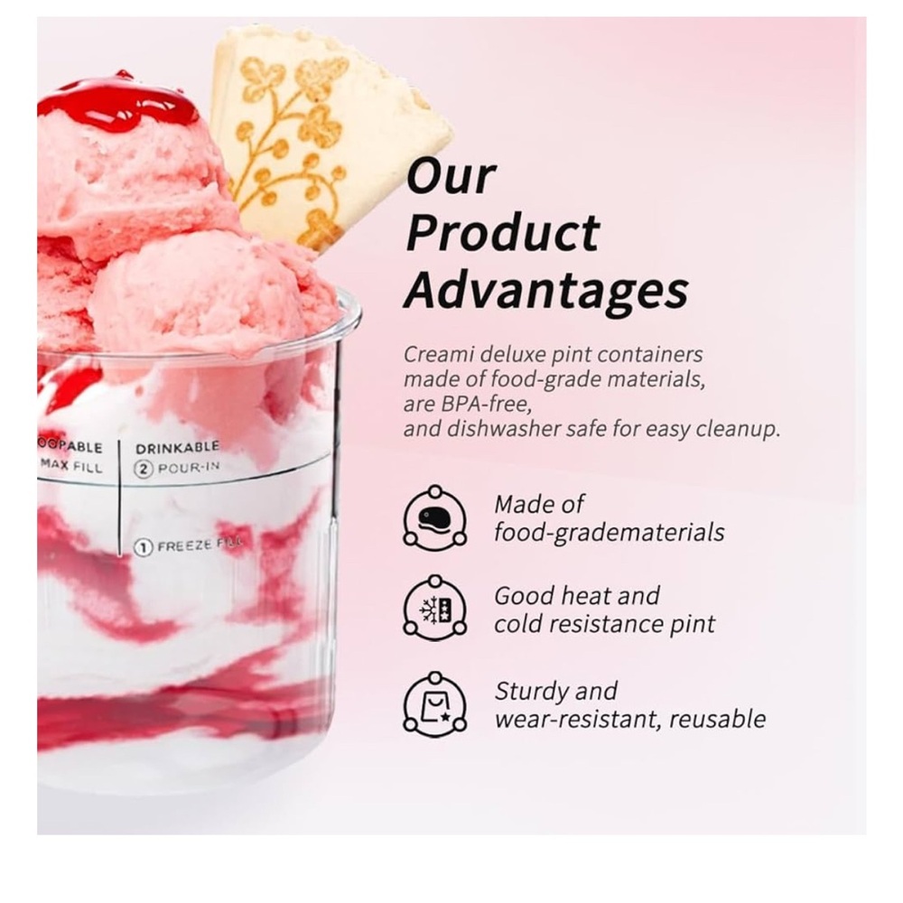 Premium 24 Oz. Pint Ninja Creami Deluxe Containers 4 Pack - Picture 2 of 8